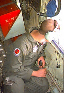 Dropsonde Operator Gary
reads surface winds