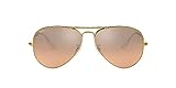 Ray-Ban Women's Rb3025 Classic Aviator Sunglasses, Gold/Pink Mirror Gradient Grey, 58 mm
