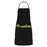 Alexyuk Runescape Osrs 99 Cooking Adjustable Bib Apron with Large Pockets - Extra Large Cooking Kitchen Aprons for Women Men Waterdrop Resistant Black Apron for Chef BBQ Painting