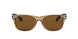 Ray-Ban unisex adult Rb2132 New Wayfarer Polarized Sunglasses, Gold Frame/Brown B-15XLT Lens, 55 mm US