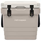 Retrospec Palisade Rotomolded 25 Qt Cooler - Fully Insulated Portable Ice Chest with Built in Bottle Opener, Tie-Down Slots & Dry Goods Basket - Large Beach, Camping & Travel Coolers - Dune