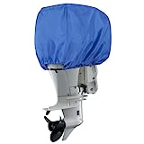 Explore Land Outboard Motor Cover - Waterproof 600D Heavy Duty Boat Engine Hood Covers - Fit for Motor 50-115 HP, Blue