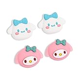 DLseego Cute Dog & Rabbit Thumb Grips Caps for Switch Lite / Switch / Switch OLED Lovely Soft Silicone Joystick Button Caps Analog Joy Con Stick Protective Cover - Blue and Pink (4PCS)