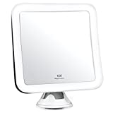 Fancii 10X Magnifying Lighted Makeup Mirror - Daylight LED Vanity Mirror - Compact, Cordless, Locking Suction, 6.5' Wide, 360 Rotation, Portable Illuminated Bathroom Mirror (Square)