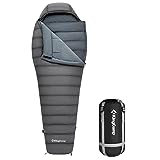 KingCamp Ultralight Down Sleeping Bag 650 Fill Power Compact Portable 3 Season Sleeping Bag for Adults Cold Weather Backpacking Camping Hiking with Compression Sack Charcoal Left Zipper