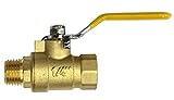 Lead-Free Forged Brass Air Compressor In-Line Ball Shut Off Valve, Quarter Turn, 1/4' Male NPT (MNPT) X 1/4' Female NPT (FNPT) Qty: 1