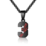 Baseball Number Necklace for Boy 00-99 Athletes Jersey Number Necklace Stainless Steel Chain Baseball Charm Pendant Personalized Baseball Gift for Men（03）