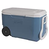 Coleman Rolling Cooler 62 Quart Xtreme 5 Day Cooler with Wheels Wheeled Hard Cooler Keeps Ice Up to 5 Days, Blue