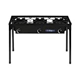 Stansport Outdoor Stove with Stand - Three Burners, Black, One Size