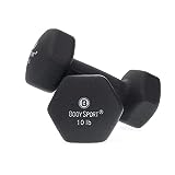 Body Sport Neoprene Dumbbell, Black, 10 lb. Pair – Dumbbell for Exercises – Strength Training Equipment – Neoprene Dumbbell – Home Gym Accessories – Weight Training