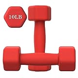 10 lb Dumbbell Set of 2, Hand Weights Neoprene Coated 10 Pound Weights Pair, Exercise Fitness Dumbbells for Men Women Home Gym Full Body Workout Strength Training (10 LB)