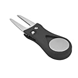 Golf Divot Repair Tool with Pop-up Button & Magnetic Ball Marker Pitch Mark, Lightweight, Portable, Mini Divot Repair Tool, Best Choice for Professional Golfers (Black(101))