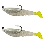 Four Horsemen Boom Boom Shrimp Plastic Bait Made in USA Saltwater Fishing Lures for Speckled Trout, Redfish - 1/8 Deathgrip Jighead Hook - Contains 2 Swimbaits