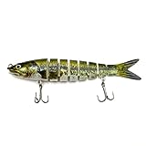 Dinks Segmented Fishing Lure with Lifelike Action, Freshwater and Saltwater 3D Jointed Fish Bait for Largemouth Bass, Pike, Salmon, and Walleye