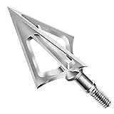 Hunting Broadhead 100 Grain 420 Stainless Steel Fixed Blade Broadhead Arrow Tips Archery Arrowhead for Crossbow and Compound Bow, Pack of 6