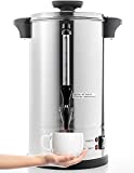 SYBO 2022 UPGRADE SR-CP-50C Commercial Grade Stainless Steel Percolate Coffee Maker Hot Water Urn for Catering, 50-Cup 8 L, Metallic