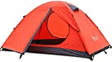 3-4 Season 2 3 Person Lightweight Backpacking Tent Windproof Camping Tent Awning Family Tent Two Doors Double Layer with Aluminum rods for Outdoor Camping Family Beach Hunting (Orange-2 Person)