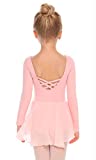 Arshiner Kids Girls Classic Long Sleeve Leotard Dance Ballet Dress, Light Pink, 120