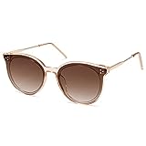 SOJOS Classic Round Sunglasses Womens Mens Trendy Oversized Shades Retro Vintage Sunnies SJ2068, Clear Brown/Gradient Brown