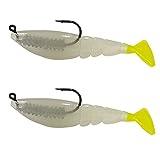 Four Horsemen Boom Boom Shrimp Plastic Bait Made in USA Saltwater Fishing Lures for Speckled Trout, Redfish - 1/8 Deathgrip Jighead Hook - Contains 2 Swimbaits