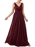 Womens Shimmery Ruched Long Evening Cocktail Bridesmaid Dresses for Women Burgundy US8