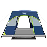 6-Person Instant Tent 60 Seconds Setup Camping Cabin Tent,Waterproof Windproof Family Tent with Top Rainfly,Double Layer,4 Large Mesh Windows,2 Mesh Door,Provide 2 pcs Gate Mat,for All Seasons