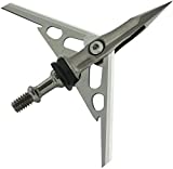 RAGE Hypodermic 2-Blade 100 Grain Broadhead with Exclusive Hybrid Tip, One Piece Stainless Steel Ferrule, Shock Collar Technology, .035” Stainless Steel Blades and a 2”+ Expandable Cut - 3 Pack