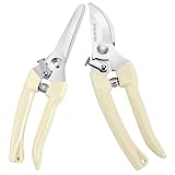 Premium garden shears, meperez pruning scissors gardening tools, pruners for flower, bushes, rose and fruit tree, use for florist, yard and orchard the plant clippers, sharp white steel anvil snips, 2