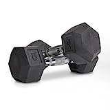 TRU GRIT Fitness Rubber HEX Free Hand Weights Dumbbell Pairs Sizes 5, 10, 15, 20 and 25 LBS (10 LB Pair, Pair)