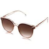 SOJOS Classic Round Sunglasses for Women Men Retro Vintage Large Plastic Frame BLOSSOM SJ2067 with Crystal Brown Frame/Brown Lens