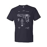 Model 1911 Pistol Patent T-Shirt, 45, Gun Collector, Police Gift, Gun Club Shirt Navy (2XL)