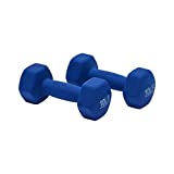 Amazon Basics Neoprene Hexagon Workout Dumbbell Hand Weight, 10-Pound, Navy Blue - Set of 2