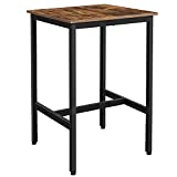VASAGLE Bar Table, Pub Dining Height Table, Steel Frame, Standing Computer Desk, Easy Assembly, for Living Room or Kitchen, Industrial, Rustic Brown and Black ULBT25X