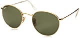 Ray-Ban Men Round Sunglasses Gold Frame Green Lens Small