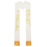 BLESSUME Priest Stole Chasuble Cope Vestments Clergy Cross Cloud-Like Embroidery Stole