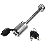 CZC AUTO Trailer Lock 1/4'' Dia, Trailer Coupler Lock 3-3/8'' Span Trailer Tongue Lock Fits Latch-Type Coupler, Chrome Coated Trailer Pin Lock with Keys for Towing Boat Truck Trailer RV Car