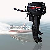 HANGKAI Outboard Motor,12 HP 2-Stroke Outboard Motor Engine Fishing Boat Motor Air Cooling System Durable Cast Aluminum Construction for Superior Corrosion Protection
