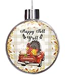 Christmas Balls Ornaments 2022, Thanksgiving Truck Load of Turkey Leaves Clear Ball Christmas Tree Ornament Shatterproof, Beige Checkered Buffalo Plaid Indoor Hanging Decorations for Xmas, Wedding