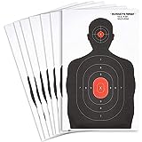 50 Pack Paper Shooting Targets for The Range, Pistol Practice, 14 x 22 in Silhouette with Red Bullseye