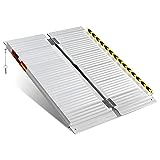 ORFORD Non-Skid Folding Wheelchair Ramp 3ft, 800 lbs Weight Capacity, Utility Mobility Access Threshold Ramp, Portable Aluminum Foldable Wheelchair Ramp, for Home Steps Stairs Doorways Scooter