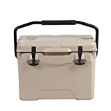LUCKYERMORE Portable 25QT Ice Cooler Rotomolded Insulated Coolers, 5 Days Retention, Heavy Duty Ice Chest with Built-in Fish Ruler, Bottle Opener, Cup Holder for Fishing, Camping and Outdoor