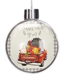 Christmas Balls Ornaments 2022, Thanksgiving Truck Loads of Turkey Leaves Clear Ball Christmas Tree Ornament Shatterproof, Beige Buffalo Plaid Fall Y'all Indoor Hanging Decorations for Xmas, Wedding