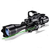 Rifle Scope Combo 4-16x50EG Dual Illuminated with Laser Sight and 4 Holographic Reticle Red/Green Dot for 22mm Weaver/Rail Mount (Green Laser)