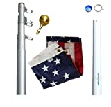 Uncommon The Original Telescoping Flagpole, 20ft Silver – Maintenance Free Flagpole Kit, Includes Aluminum Telescoping Flagpole, 3' x 5' American Flag, Hardware for 2 Flags and Detailed Installation Instructions, Made in USA