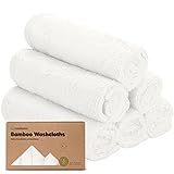 6-Pack Organic Baby Washcloths - Soft Bamboo Washcloth, Baby Wash Cloths, Baby Wash Cloth for Newborn, Kids, Baby Towels, Baby Bath Essentials, Face Towel, Face Cloths for Washing Face (White)