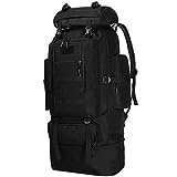 WintMing Camping Hiking Backpack Expandable 70L/100L Molle Rucksack Waterproof Traveling Daypack , No Internal Frame(upgrade-100L-Black)