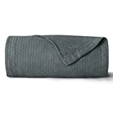 Fomoom Cooling Blankets, 100% Bamboo Cooling Blankets for Hot Sleepers, Soft and Lightweight Blanket Absorbs Body Heat to Keep Cool on Warm Night, Best Gift for Adult (Dark Grey, 79 x 91 inches)