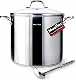 Mueller 16QT UltraClad Tri-Ply Stainless Steel Cooking Stock Pot with Lid and Ladle, Large Pot Capacity for Soup, Broth, Chili, Casserole, Stew, Induction, Oven and Dishwasher Safe Pot