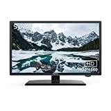SYLVOX 24 Inch TV 12/24 Volt DC Powered 1080P Full HD RV TV,Built-in DVD Player, with Base and Digital Noise Reduction Function