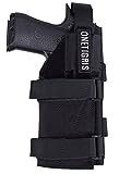 OneTigris Gun Holster - Right Handed Nylon Pistol Holster for Most Compact Medium Full Size Pistol 1911 Glock 17 19 20 21 45 M&P Shield 9mm with Under Barrel Attachment (Black)